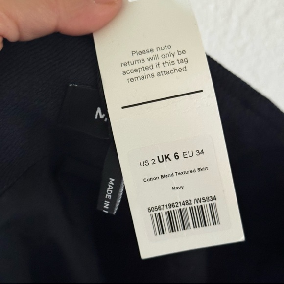 NWT me + em cotton textured skirt navy blue size 2 raw hem - Picture 8 of 9